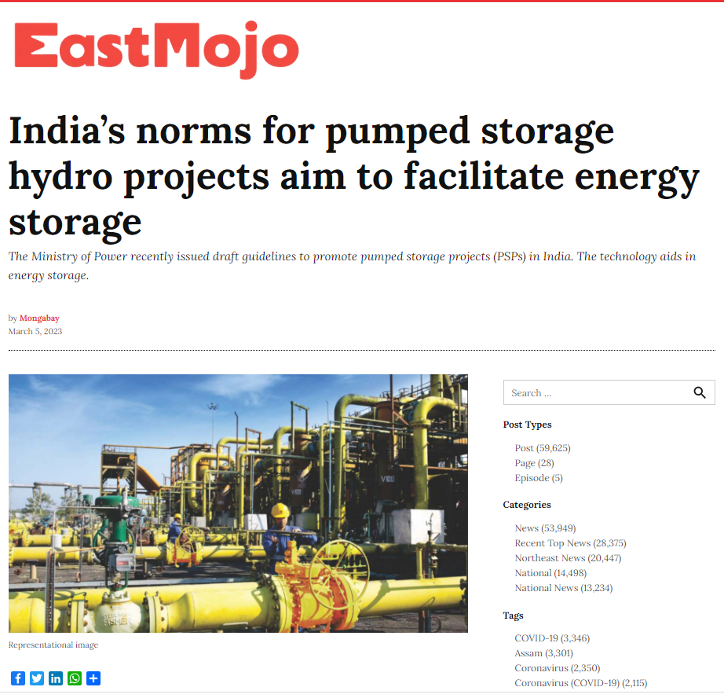 Dr Ammu Susanna Jacob quoted by EastMojo on expediting pumped storage projects in India